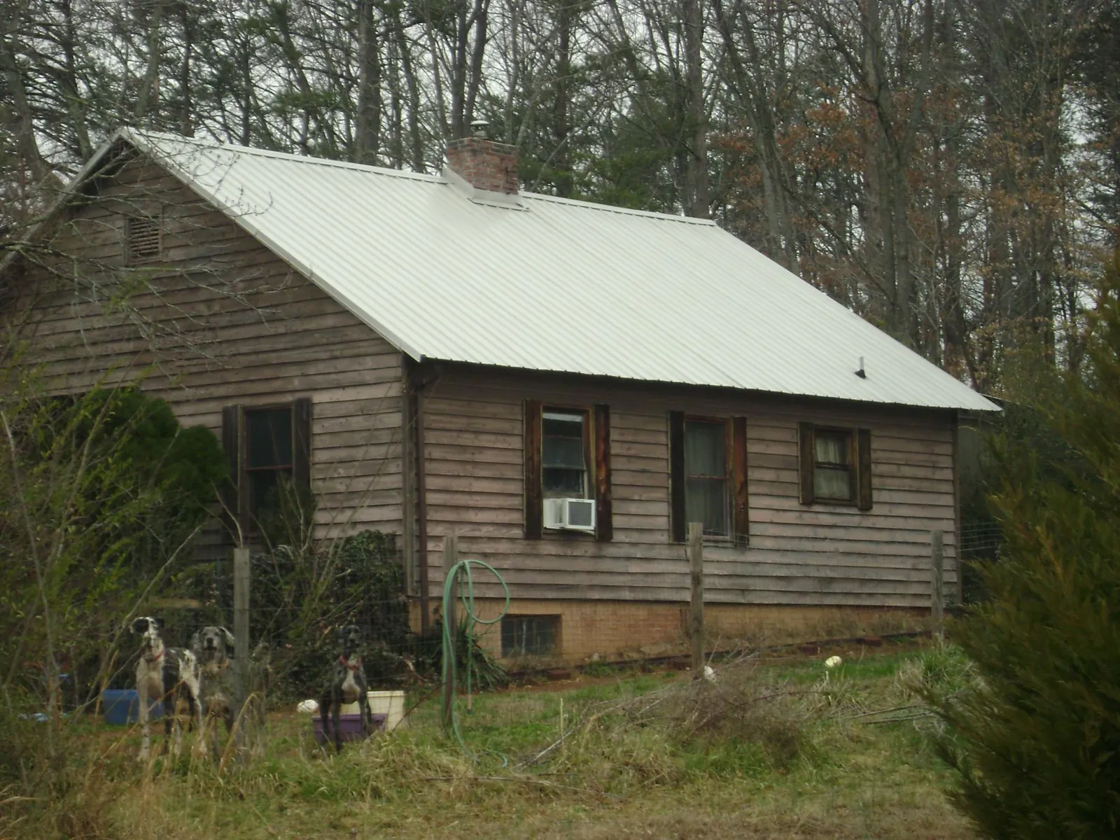 White metal roof on an old wood sided farmhouse, from a Asphalt Shingle Roof Repair job in Colliersville